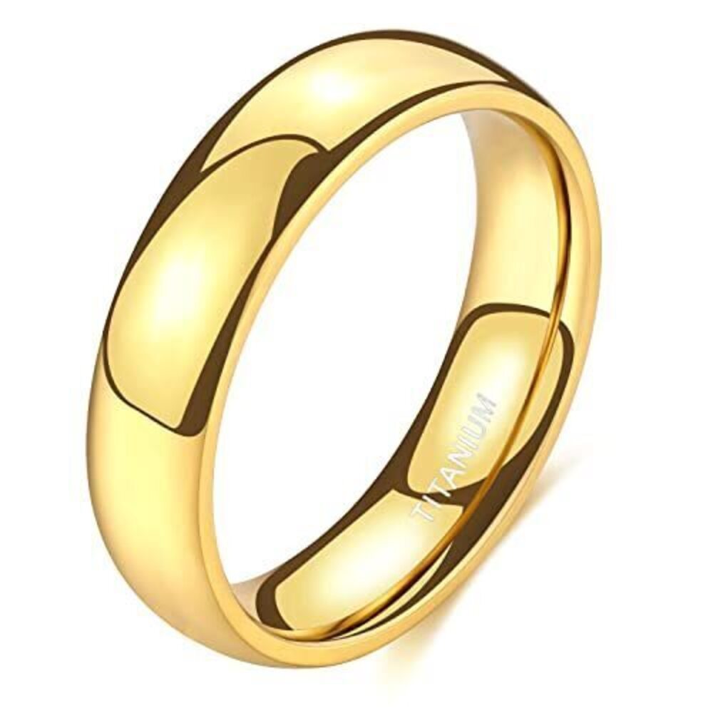 1126 Titanium Ring 2mm 4mm 6mm 8mm 18k Gold Plated Wedding Band in Comfort